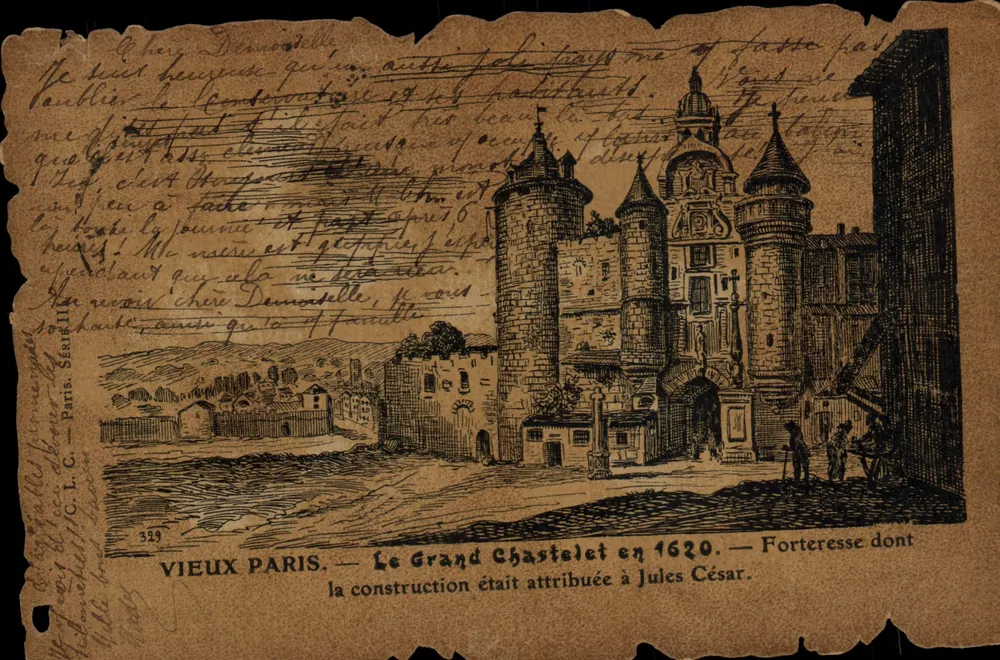 Altes Paris — Der Grand Chastelet im Jahr 1620 — Festung, der Julius Caesar zugeschrieben wird - Vorderseite