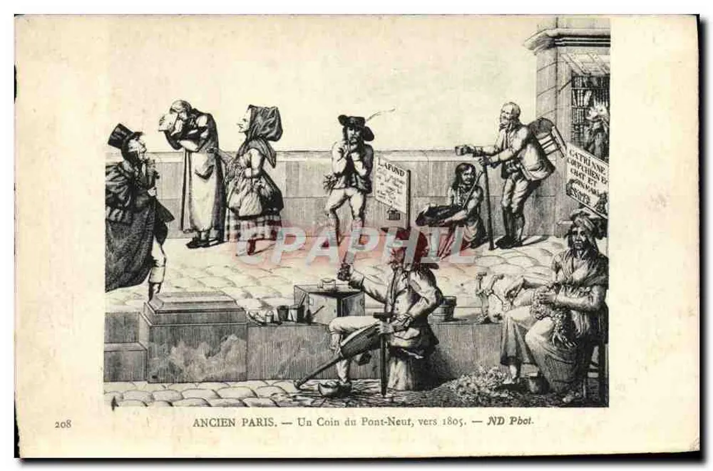 Altes Paris — Eine Ecke des Pont-Neuf, um 1805 — ND Pbol. - Vorderseite