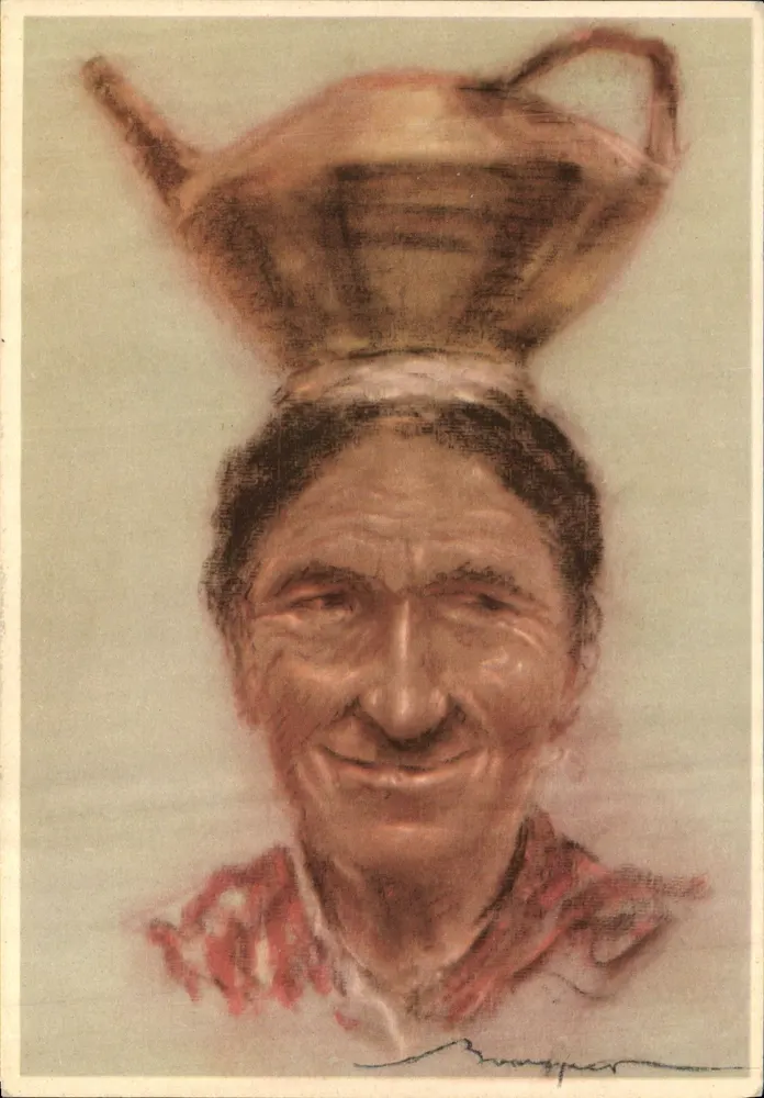 Mulher carregando um recipiente na cabeça — Éditions P.P. Ozanne, n° 1073 - Frente