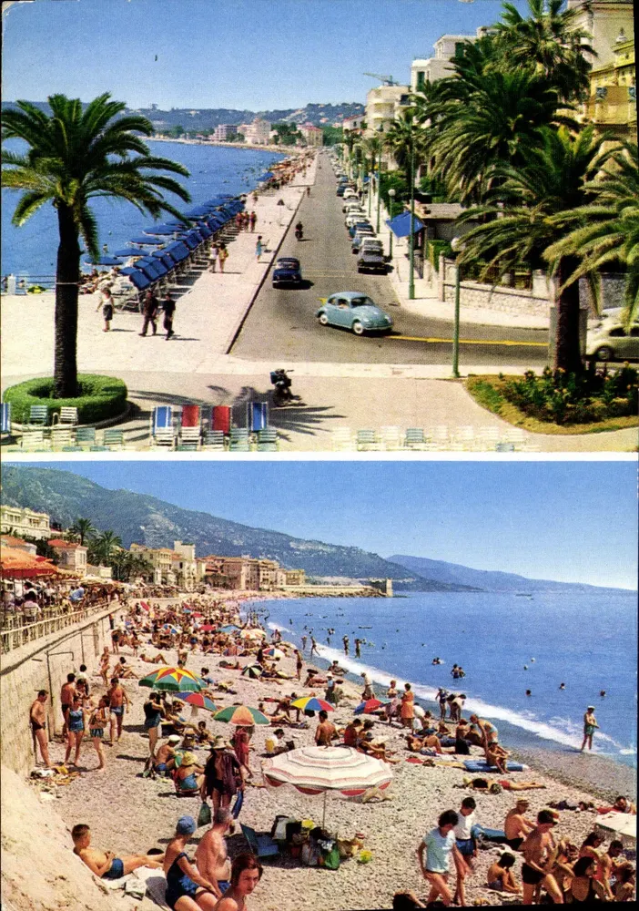 Menton — Promenada i plaża — Éditions d'Art Montluçon - Awers