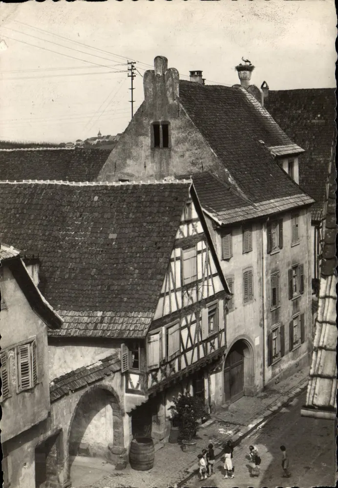 Riquewihr (Elsass) — Das Storchennest, Aufnahme vom Hotel Ferch — Foto Jean KUSTER, Haute-Rhin - Vorderseite