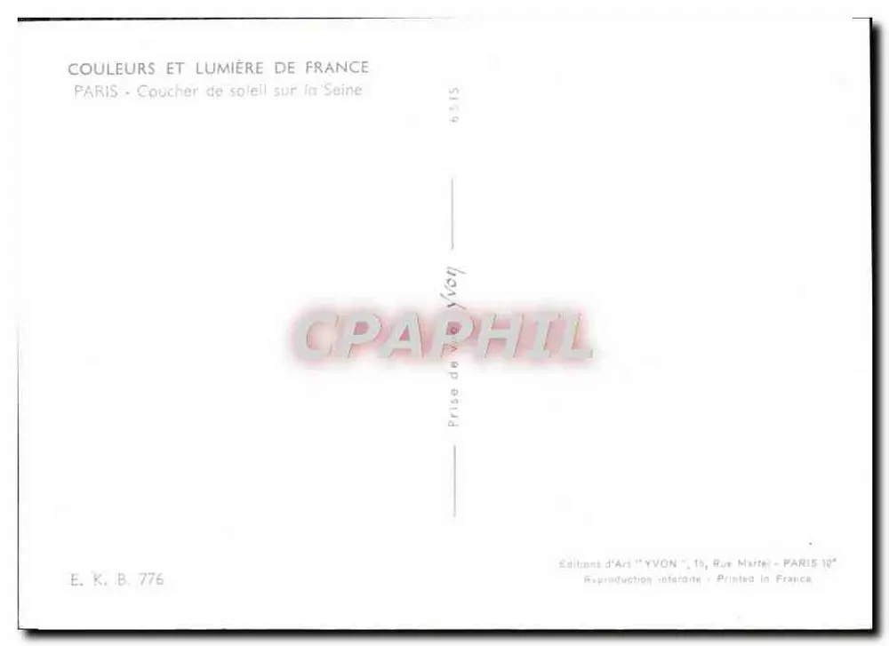 Paris - Pôr do sol sobre a Sena — Éditions d'Art YVON, n° 776 - Verso