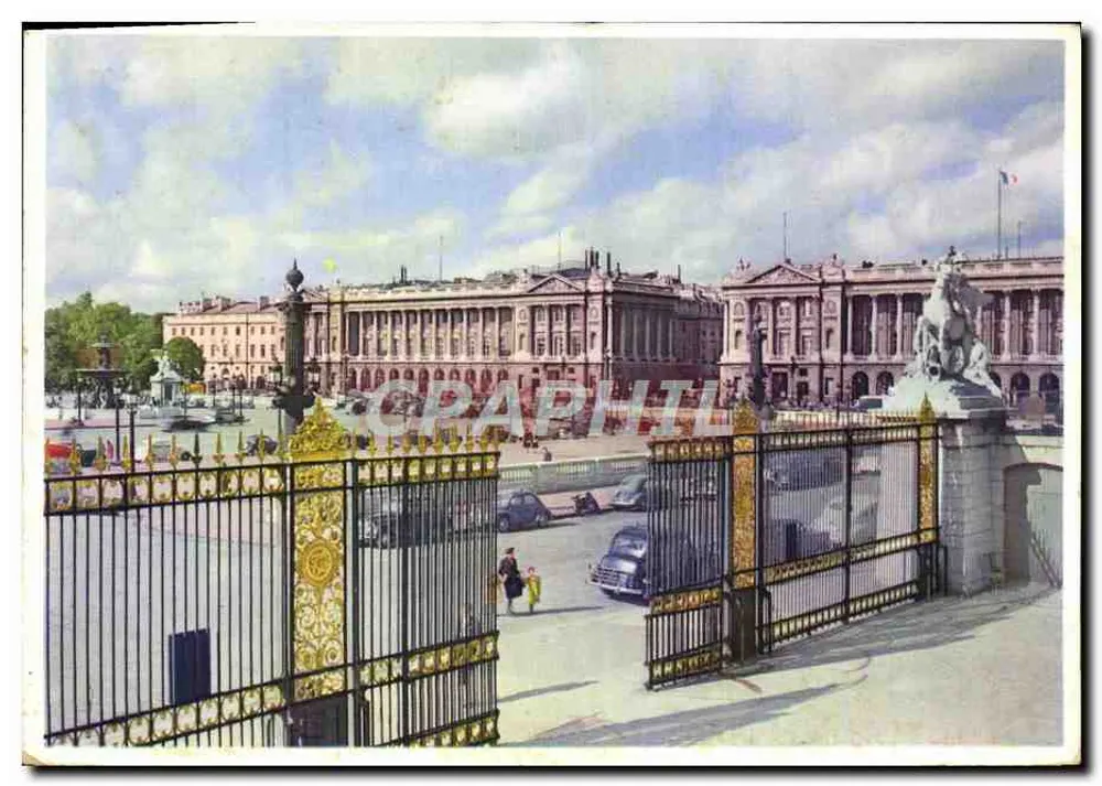 Paris - A Place de la Concorde — vista com grade ornada e hotel de Crillon — editor A. Noëler, n°13 - Frente