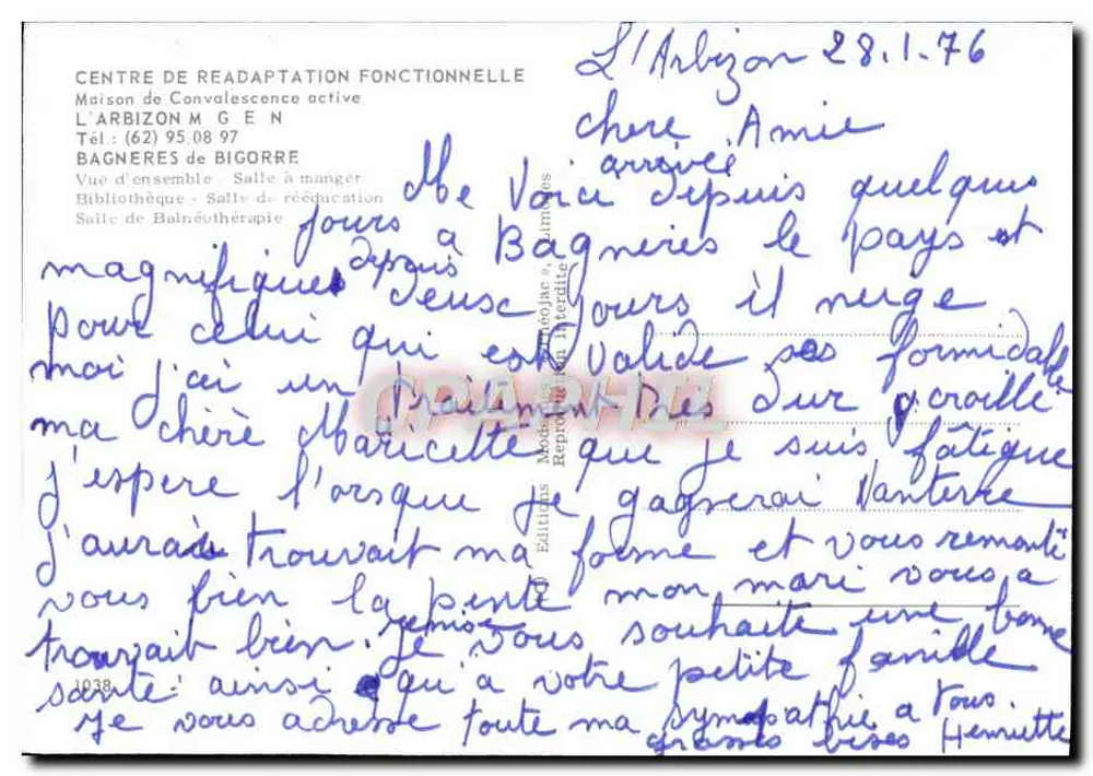 Krankenhaus "L'Arbizon" — Bagnères-de-Bigorre — General Mutual der Nationalen Bildung - Rückseite