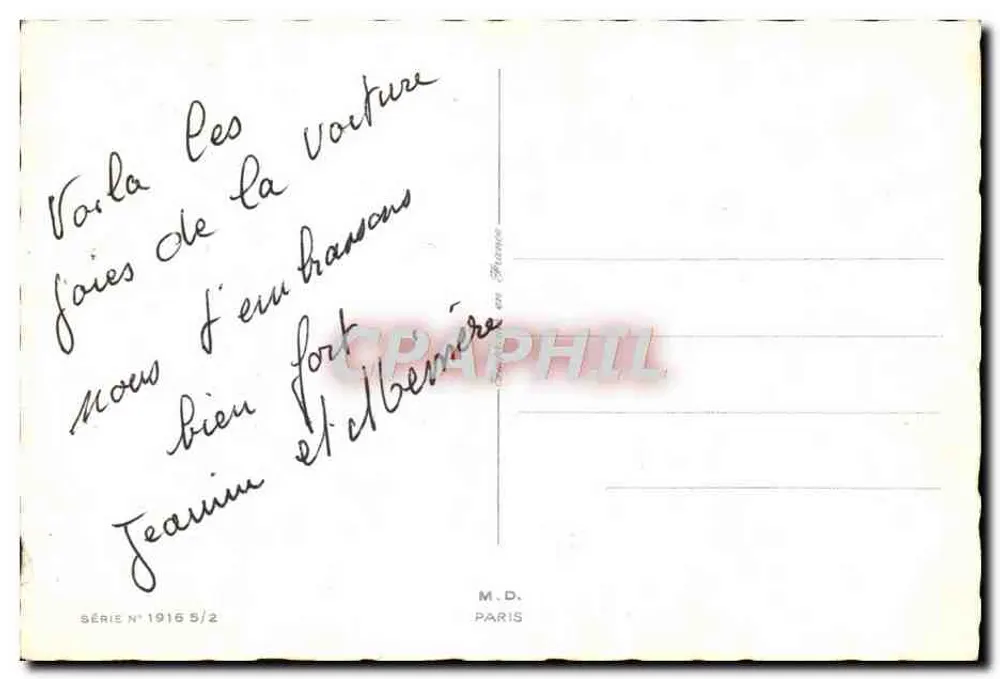 Karikatur eines Mechanikers — Szenen von Auto-Reparatur — Verleger M.D. Paris, Serie 1916 5/2 - Rückseite