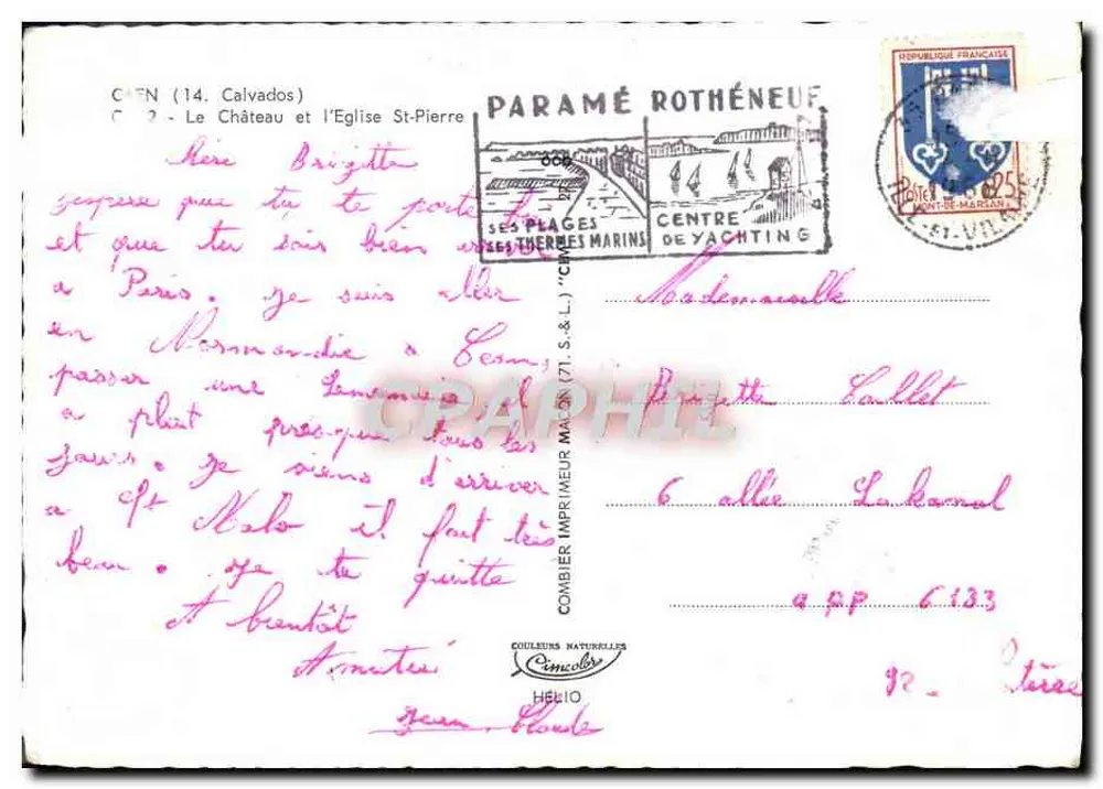 O Castelo e a Igreja de São Pedro — Calvados — editor Cino - Verso