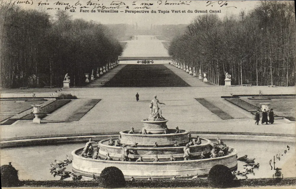 Schlosspark Versailles — Perspektive des Tapis Vert und des Grand Canal — V. Jo, n°42 - Vorderseite