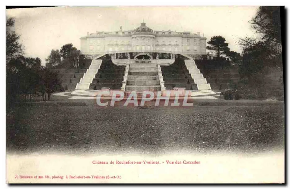 Château de Rochefort-en-Yvelines — Ansicht der Cascades — J. Rumeau et ses fils, Fotograf in Rochefort-en-Yvelines (S.-et-O.) - Vorderseite