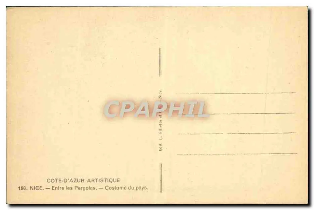 Nice — Zwischen den Pergolen — Landhauskleidung — Côte-d'Azur Artistique, Nr. 198 - Rückseite