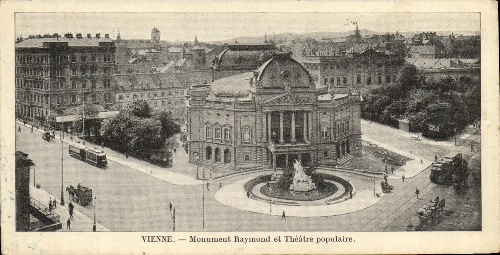 Wien — Denkmal Raymond und Volksbühne - Vorderseite