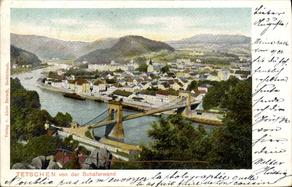 Tetschen von der Schäferwand — vista panorâmica — Verlag v. Alois Borsch, Bodenbach - Frente
