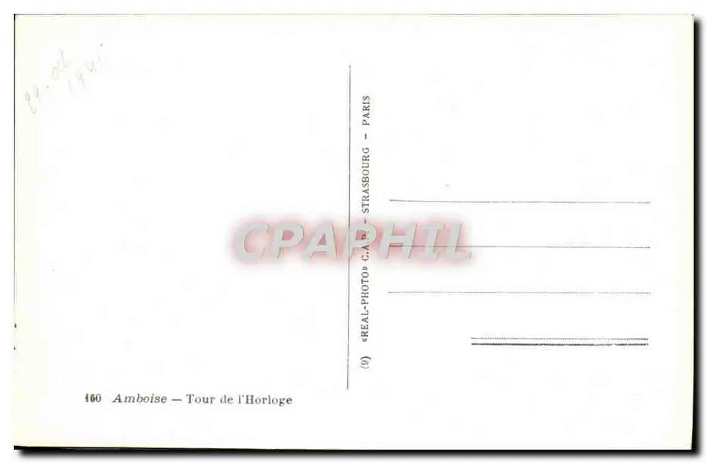 Amboise — Torre da Hora — REAL-PHOTO-CAR STRASBOURG - PARIS - Verso
