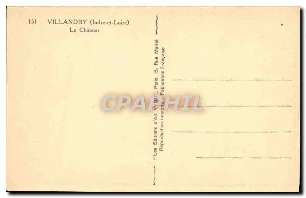 Villandry (Indre-et-Loire) — O Castelo — Les Éditions d'Art Martel - Verso