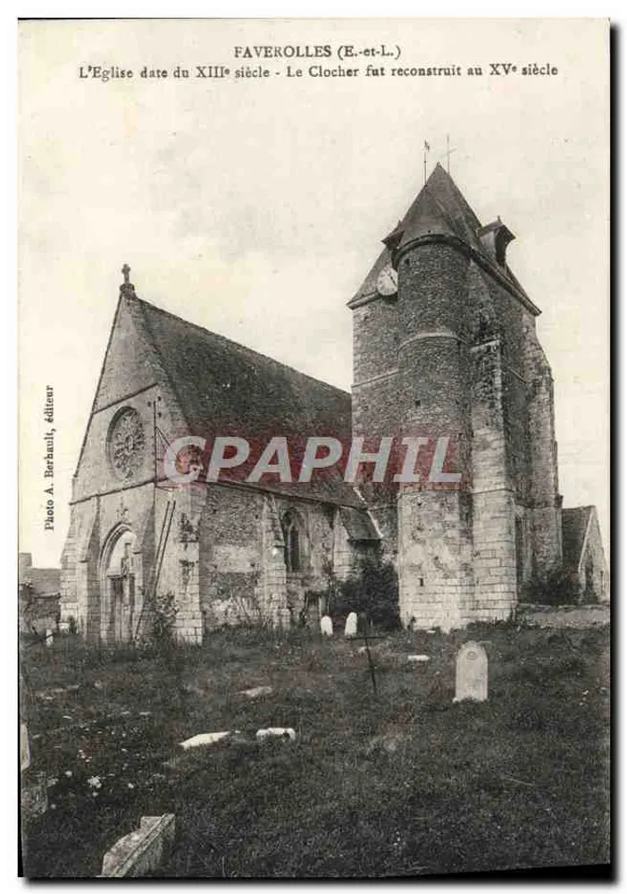Faverolles (E.-et-L.) — Kirche des 13. Jahrhunderts, Turm aus dem 15. Jahrhundert — Foto A. Berbault, Verlag - Vorderseite
