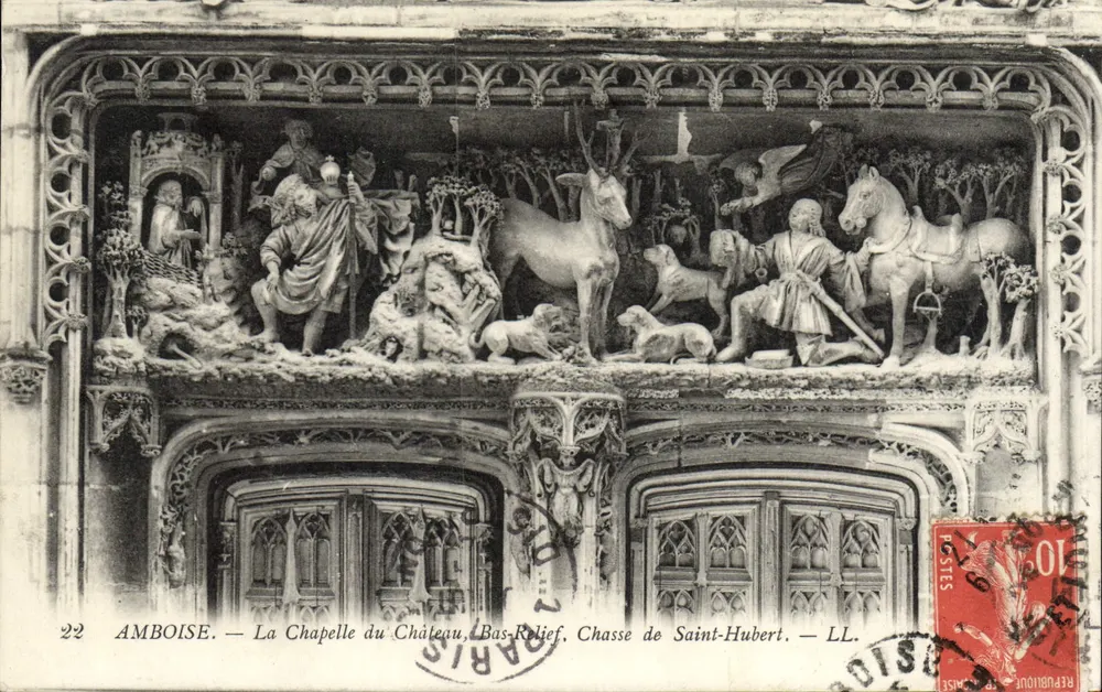 Amboise — Die Kapelle des Schlosses. Bas-relief. Jagd auf Saint-Hubert. — LL. - Vorderseite