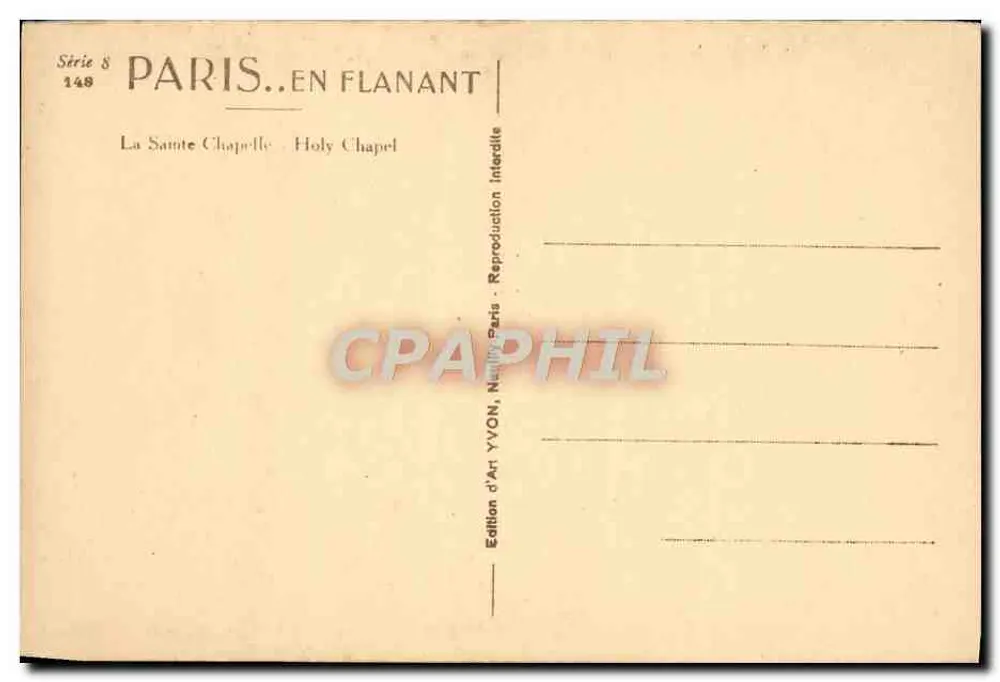 A Santa Capela — Paris — Edição de Arte YVON - Verso