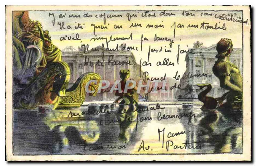Place de la Concorde — Fontaine de la Concorde avec statues — éditeur PARIS - Frente
