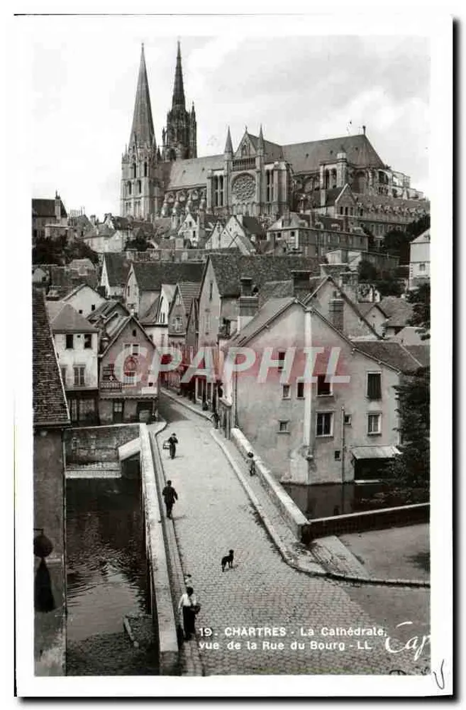 Chartres - Die Kathedrale, Ansicht von der Rue du Bourg - LL - Vorderseite