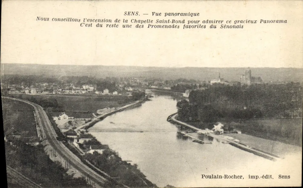 Sens — Vista panorâmica — Poulain-Rocher, imp.-edit. Sens - Frente