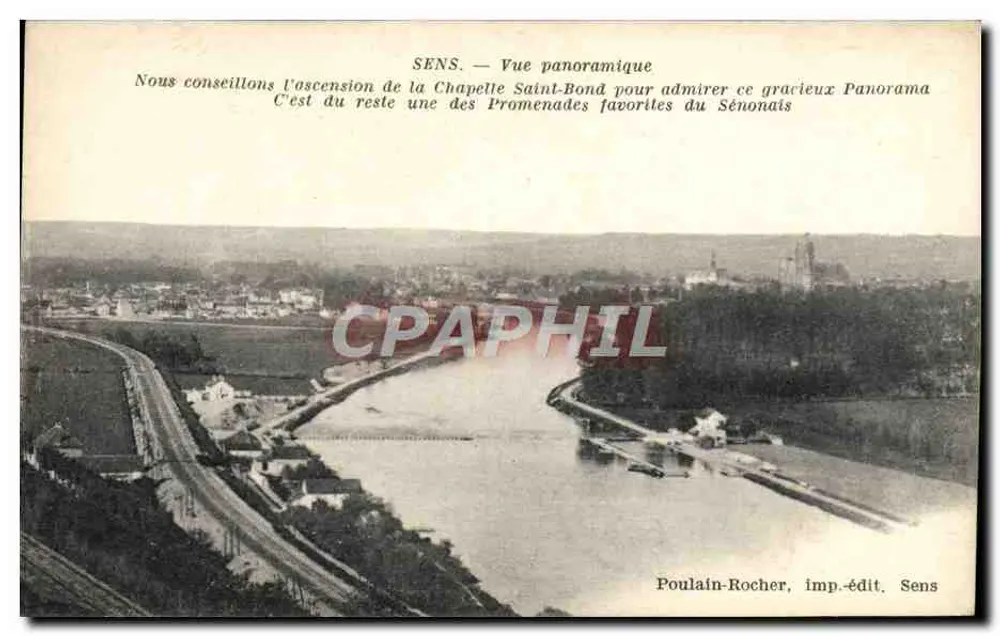 SENS — Vista panorâmica — Poulain-Rocher, imp.-edit. Sens - Frente
