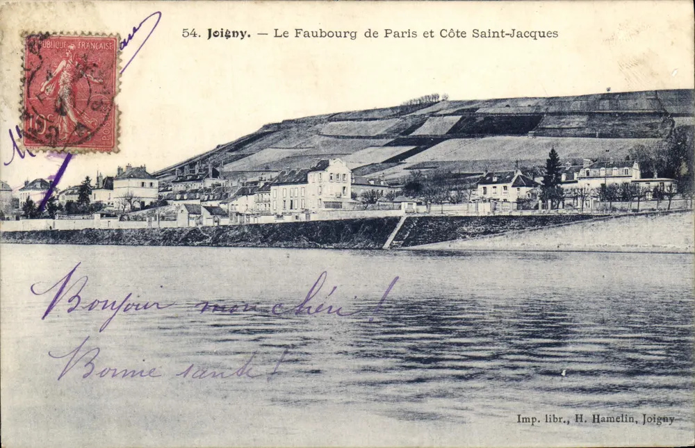 Joigny — El Faubourg de París y la Côte Saint-Jacques — Imp. libr. H. Hamelin, Joigny - Anverso