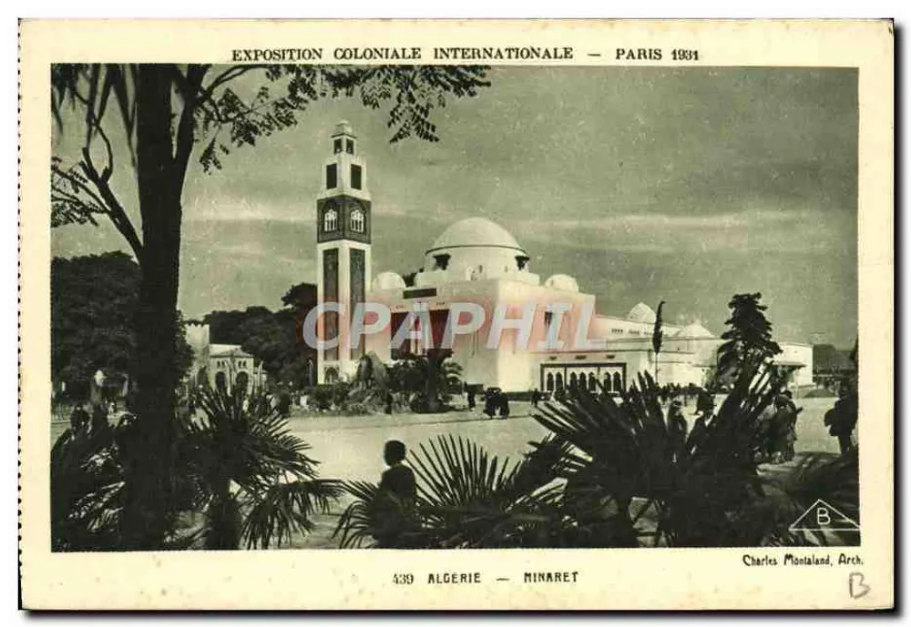 Algerien — Minaret — Internationale Kolonialausstellung — Paris 1934 — Charles Montaland, Arch. - Vorderseite
