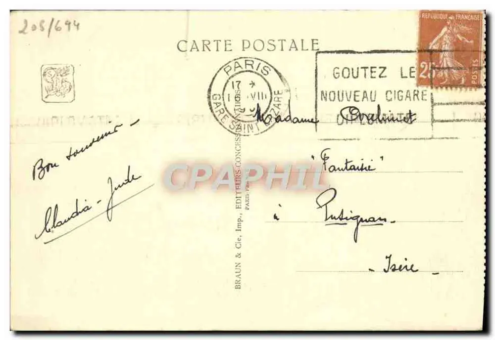 Algerien — Minaret — Internationale Kolonialausstellung — Paris 1934 — Charles Montaland, Arch. - Rückseite