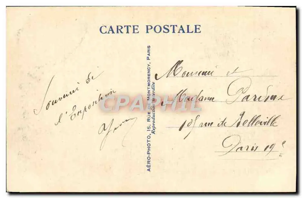 Luftbild der Kolonialausstellung — Paris 1931 — Aéro-Photo T.147 - Rückseite