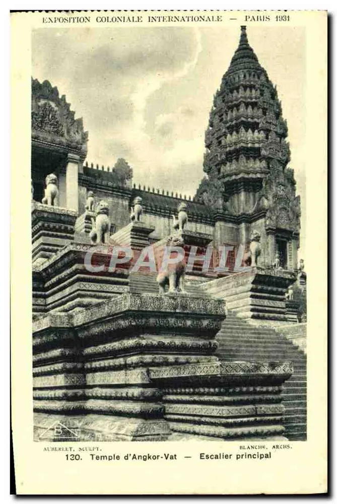 Tempel von Angkor-Vat — Haupttreppen — Aubéritel, Skulpt. — Blanche, Archs. — Internationale Kolonialausstellung, Paris 1931 - Vorderseite