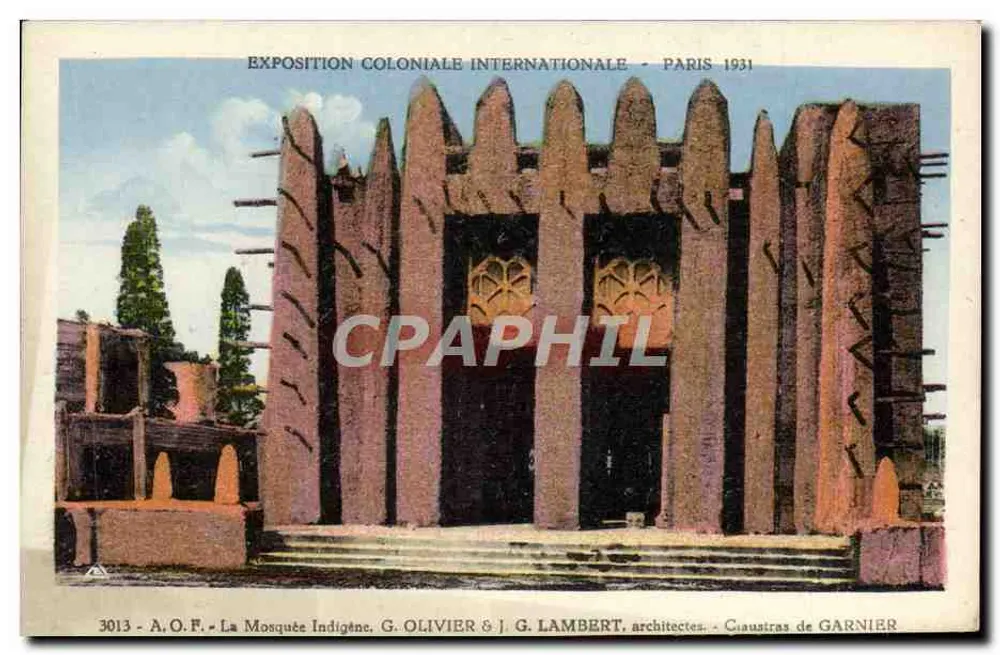 Indigene Moschee — Internationale Kolonialausstellung, Paris 1931 — G. Olivier & J. G. Lambert, Architekten — Cauxstras de Garnier - Vorderseite