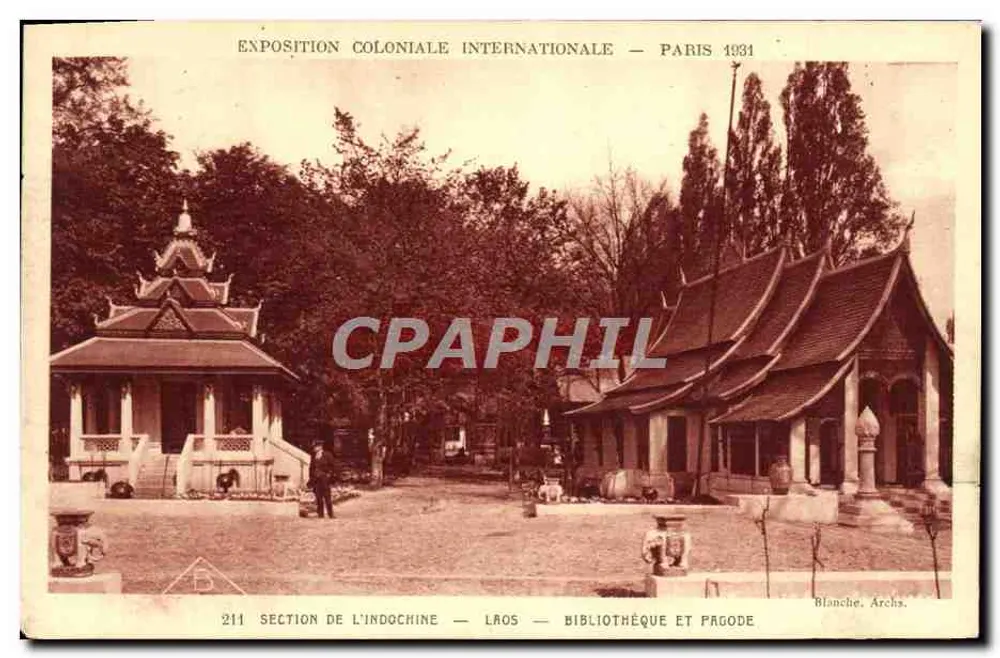 Section de l'Indochine — Laos — Bibliothèque et Pagode — Exposition Coloniale Internationale — Paris 1931 - Vorderseite