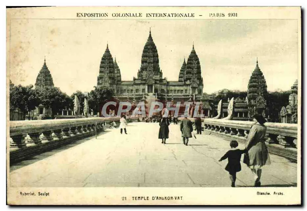 Tempel von Anukor-Vat — Internationale Kolonialausstellung — Paris 1931 — Ruberiet, Bildhauer - Vorderseite