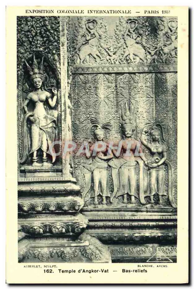 Tempel von Angkor-Vat — Basreliefs — Internationale Kolonialausstellung — Paris 1931 - Vorderseite