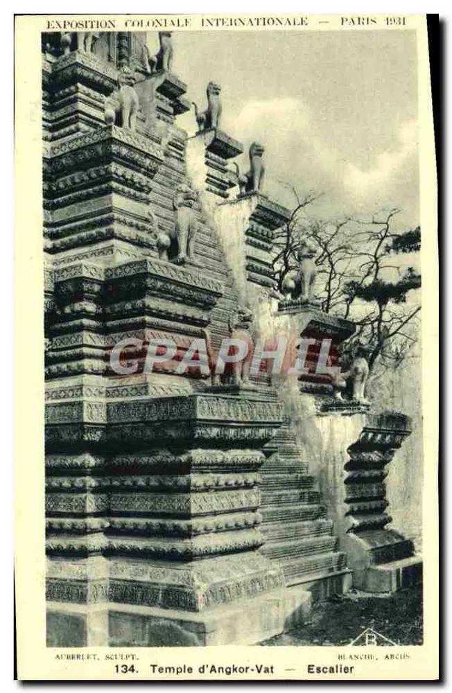 Tempel von Angkor Wat — Treppen — Internationale Kolonialausstellung — Paris 1931 - Vorderseite
