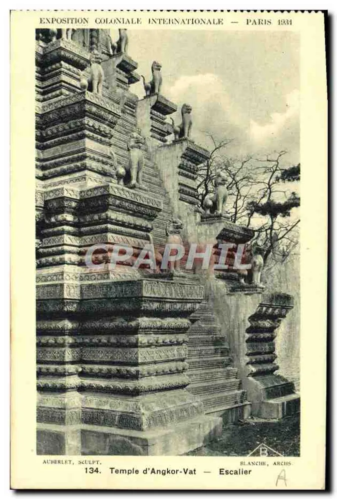Tempel von Angkor-Vat — Treppen — AUBERLET, SCULPT. — BLANCHE, ARCHIS — Internationale Kolonialausstellung — Paris 1934 - Vorderseite