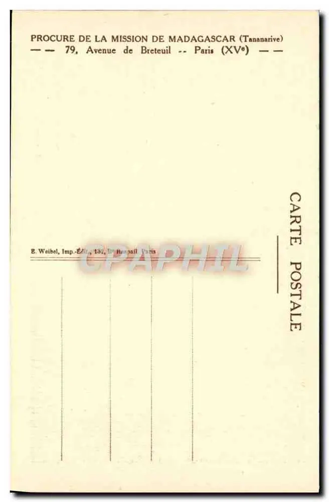 Madagaskar-Zimmer — Jesuiten — Verleger E. Weibel, Paris - Rückseite