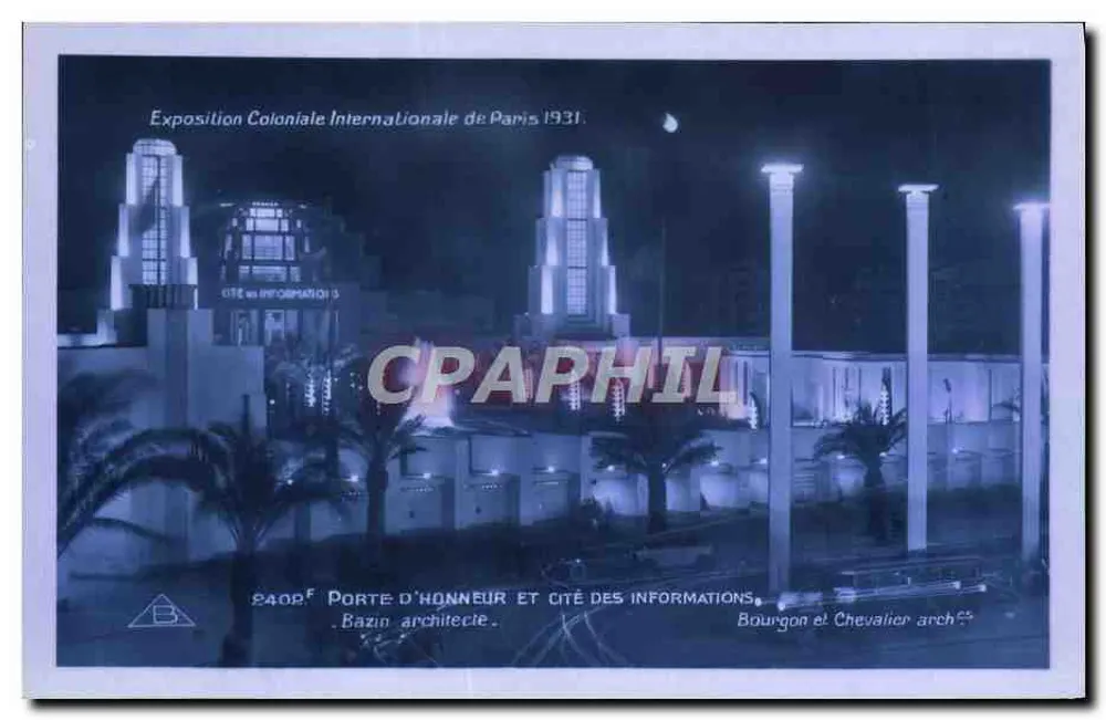 Ehrentor und Informationsstadt — Internationale Kolonialausstellung Paris 1931 — Architekt Bazin - Vorderseite