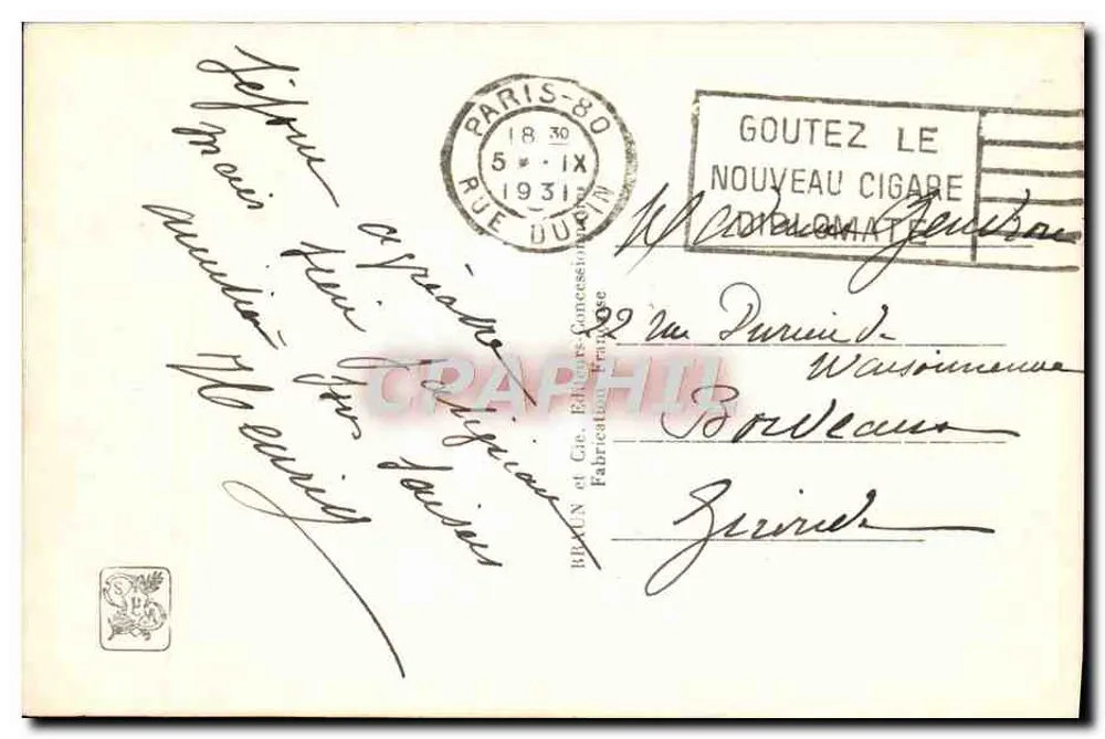 Angkor — Nachtsicht — Internationale Kolonialausstellung Paris 1931 — Jacopozi, Beleuchter - Rückseite