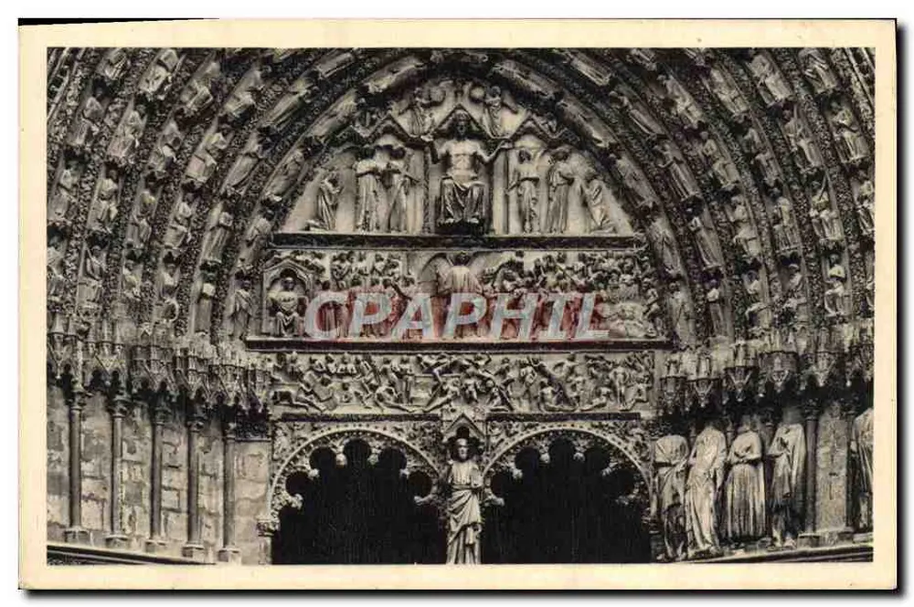Bourges. Die Kathedrale — Der Tympanon des zentralen Portals. Das Gericht des Letzten Tages — Service Commercial Monuments Historiques, Paris - Vorderseite