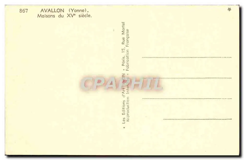 Avallon (Yonne) — Casas do século XV — Les Éditions d'Art Lyon - Verso