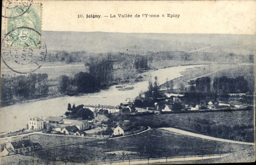 Joigny — La Vallée de l'Yonne à Epizy — Imp. Libr. H. Millelais, Joigny - Anverso