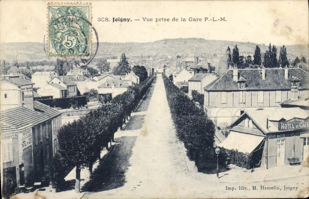 Joigny — Vista presa dalla Stazione P.-L.-M. — Imp. libr. H. Hamelin, Joigny - Recto