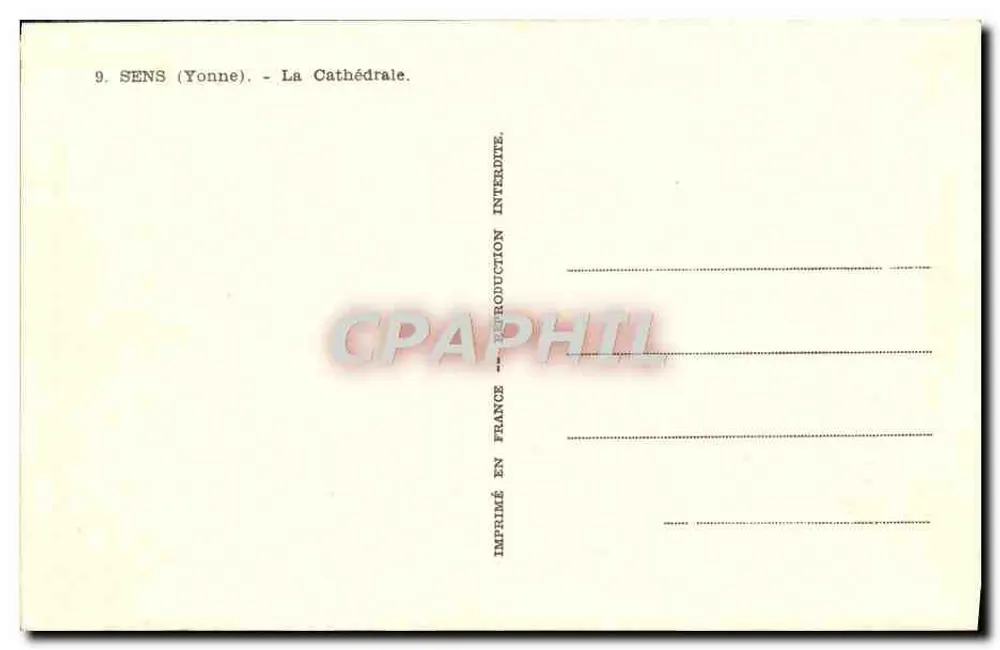 Sens (Yonne) — A Catedral — Editor Edlig, n° J - Verso