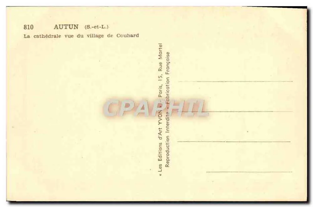 Autun (S.-et-L.) — Die Kathedrale aus dem Dorf Couhard gesehen — YVON Art Editions, Paris - Rückseite