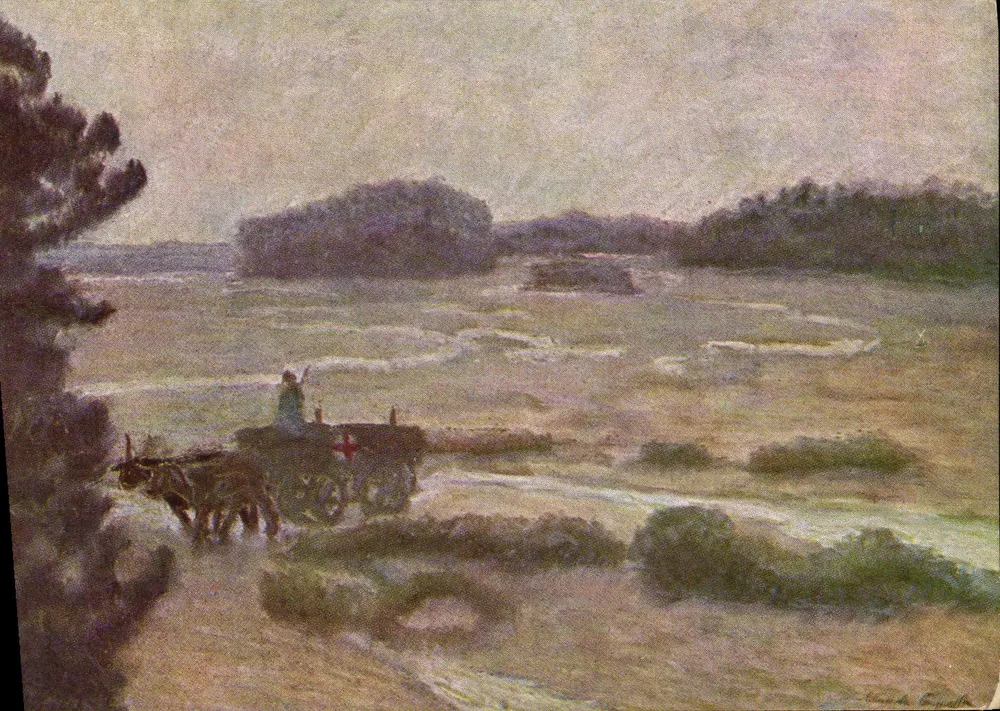 Italienische Rote Kreuz — von Ochsen gezogener Wagen — Ausgabe der Italienischen Rote Kreuz für die italienische Unabhängigkeit — Serie 3, Nr. 14 - Vorderseite