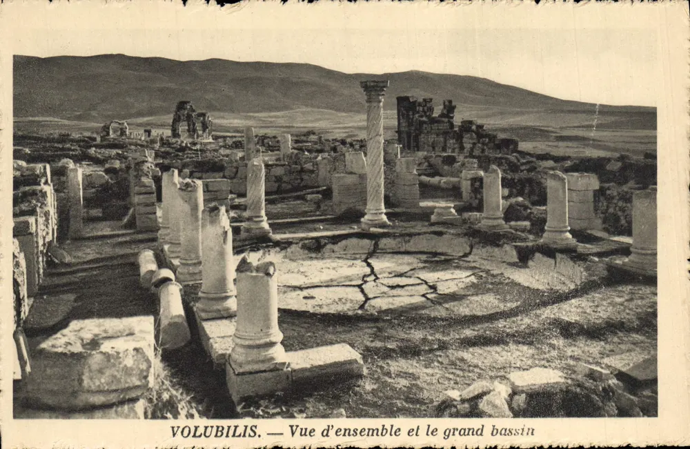 Volubilis — Überblick und der große Bassin — Edition der nordafrikanischen Auto-Circuits der Transatlantischen Gesellschaft - Vorderseite