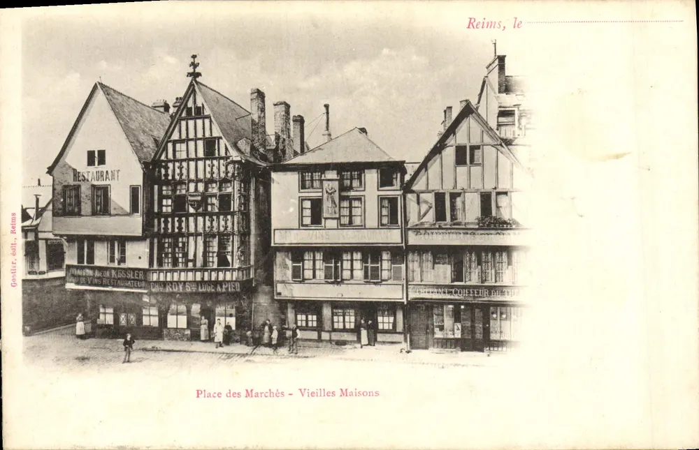 Reims, die — Place des Marchés - Alte Häuser — Goslar, Verlag Reims - Vorderseite