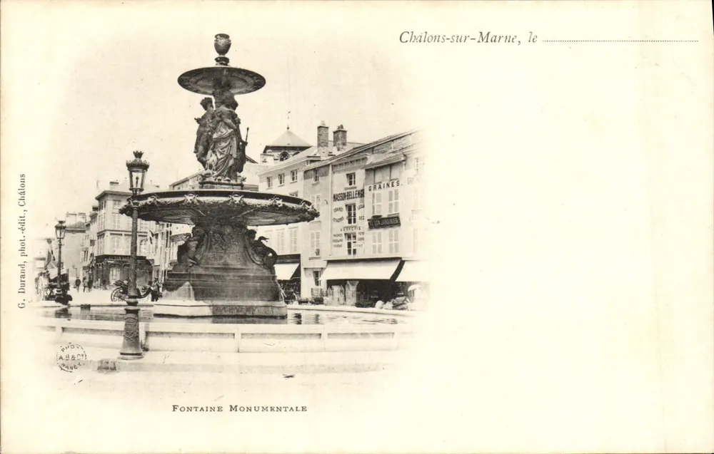Châlons-sur-Marne, a Fonte Monumental — G. Durand, fot.-edit., Châlons - Frente