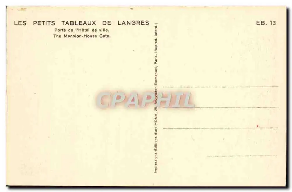 Langres — Tor der Stadtverwaltung — Editions Mona - Rückseite