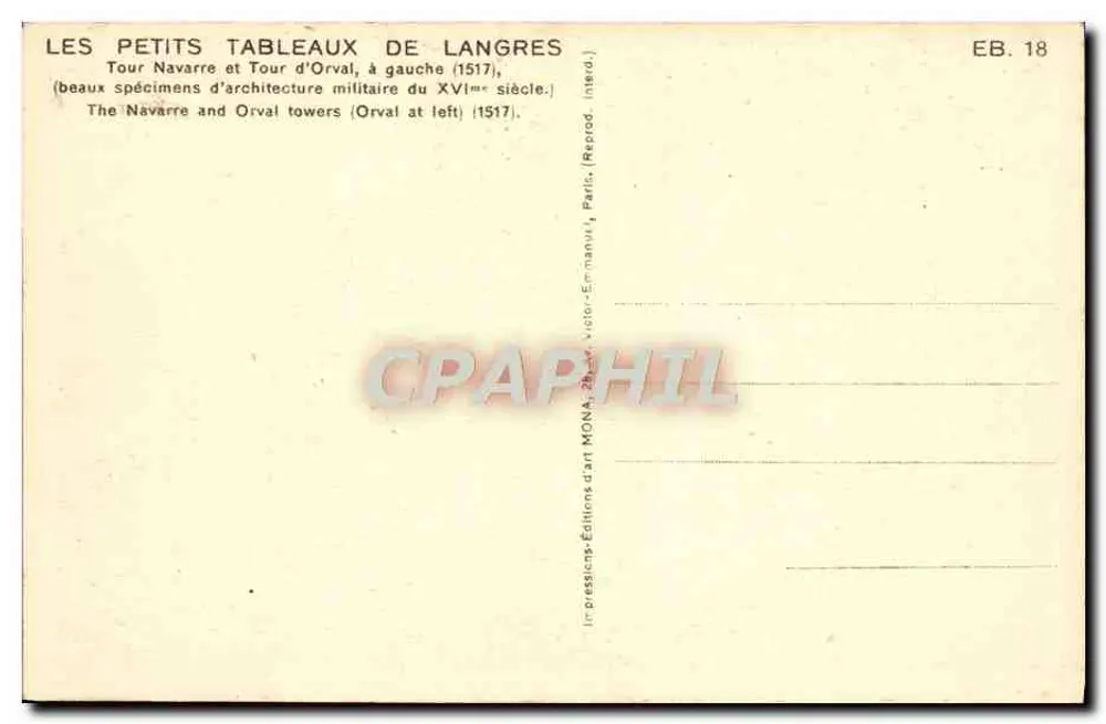 Tour Navarre und Tour d'Orval — Langres — Éditions Mona, EB.18 - Rückseite